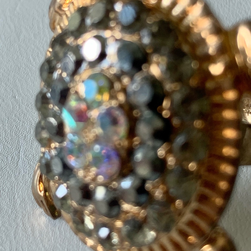 Turtle Ring Grey Crystals Adjustable - image 3